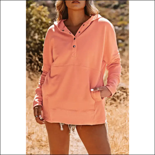 Orange Snap Button Oversized Hoodie: Cozy Needful Things! 🧡 - s - Sweatshirts & Hoodies on Sale Worldwide Shipping