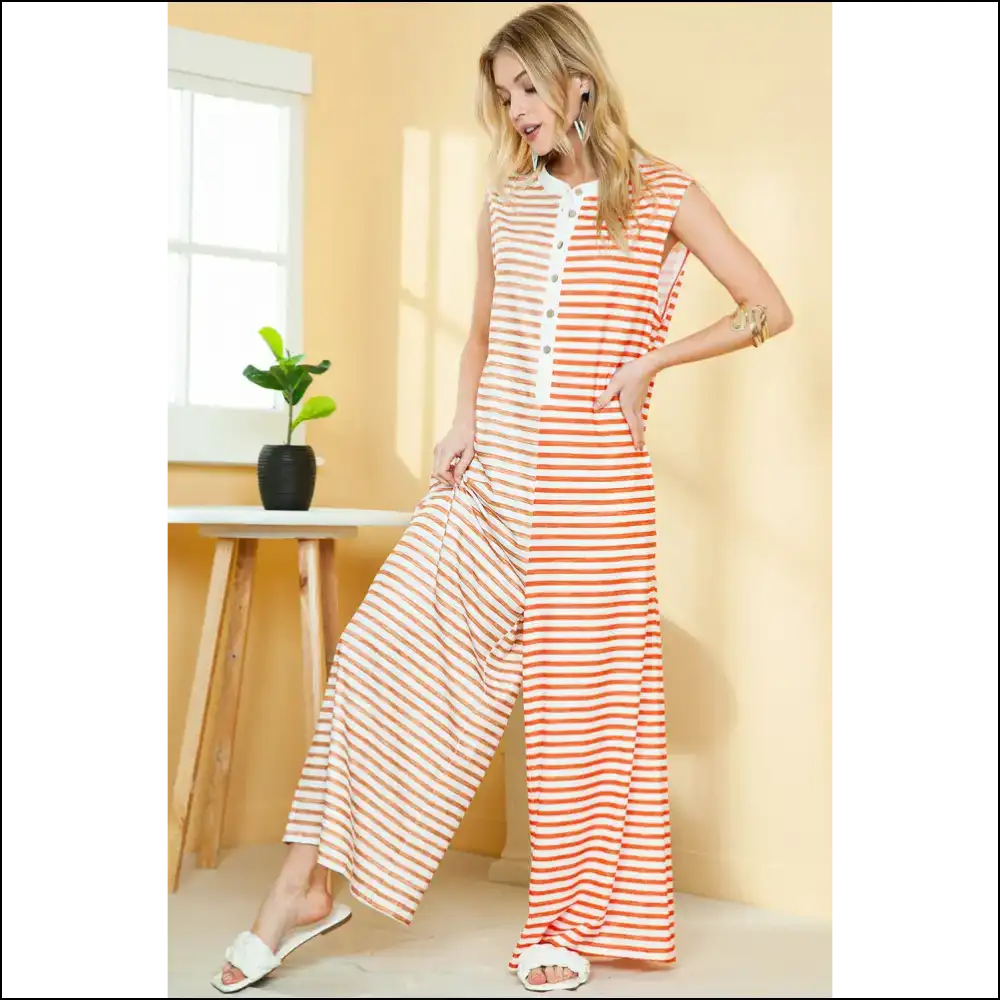 Orange Striped Wide Leg Jumpsuit: so Baggy It’s Fabulous! - Jumpsuits & Rompers on Sale Worldwide Shipping