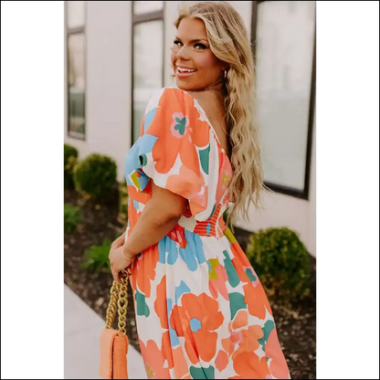 Orange you Glad Found this Vibrant Floral Maxi Dress? 😉 Needful Things - Plus Size Dresses on Sale Worldwide Shipping