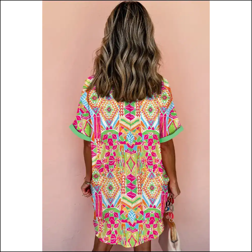 Orange you Glad It’s a Geometric Print Shirt Dress? 🍊 Needful Things - Short Dresses on Sale Worldwide Shipping