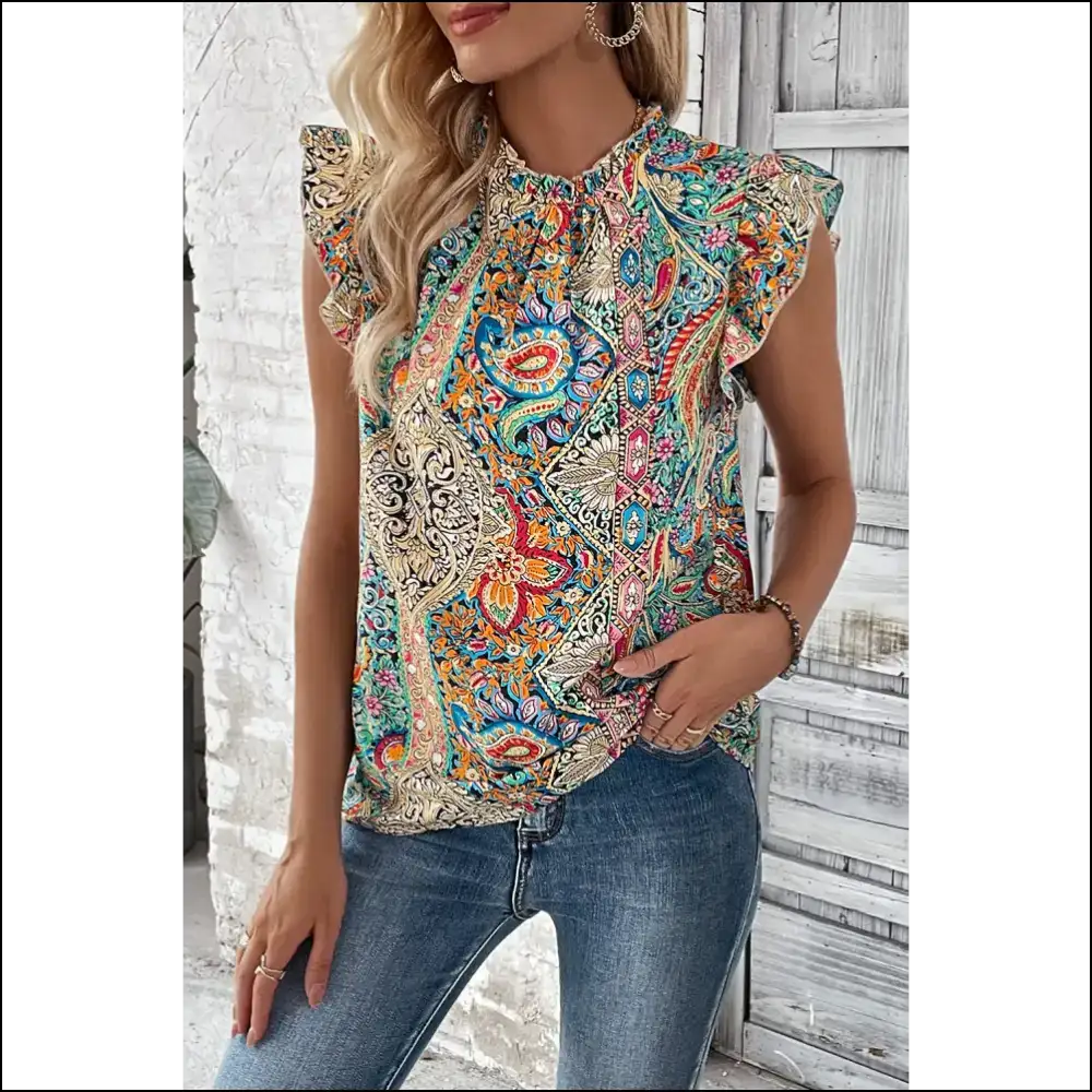 Paisley Pandemonium: when Multicolor Ethnic Goes Wild 🤪 at Needful Things! - Sleeveless Shirts Tank Tops on Sale Worldwide Shipping