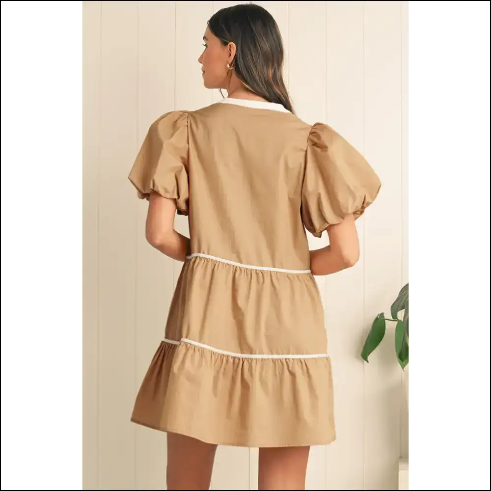 Pale Khaki Knot Mini Dress: Dress so Good It’s Khaki-tastic 🤪 - Short Dresses on Sale Worldwide Shipping