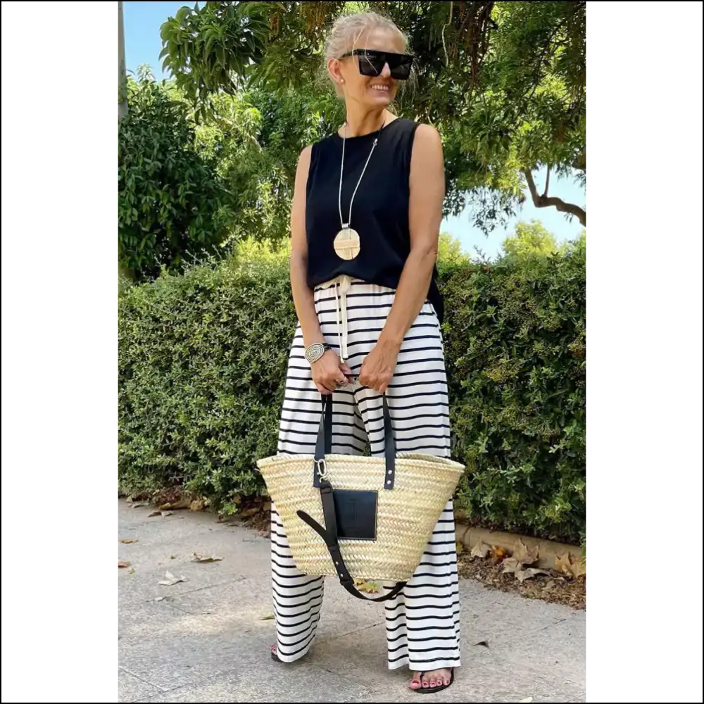 Pants so Good They’re Practically Illegal: Chic White Striped Wide Leg 🔥 - on Sale Worldwide Shipping