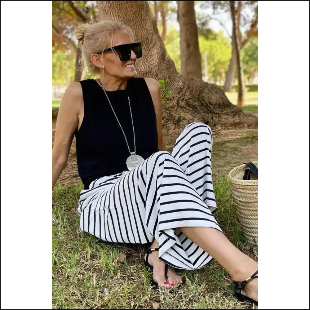 Pants so Good They’re Practically Illegal: Chic White Striped Wide Leg 🔥 - on Sale Worldwide Shipping