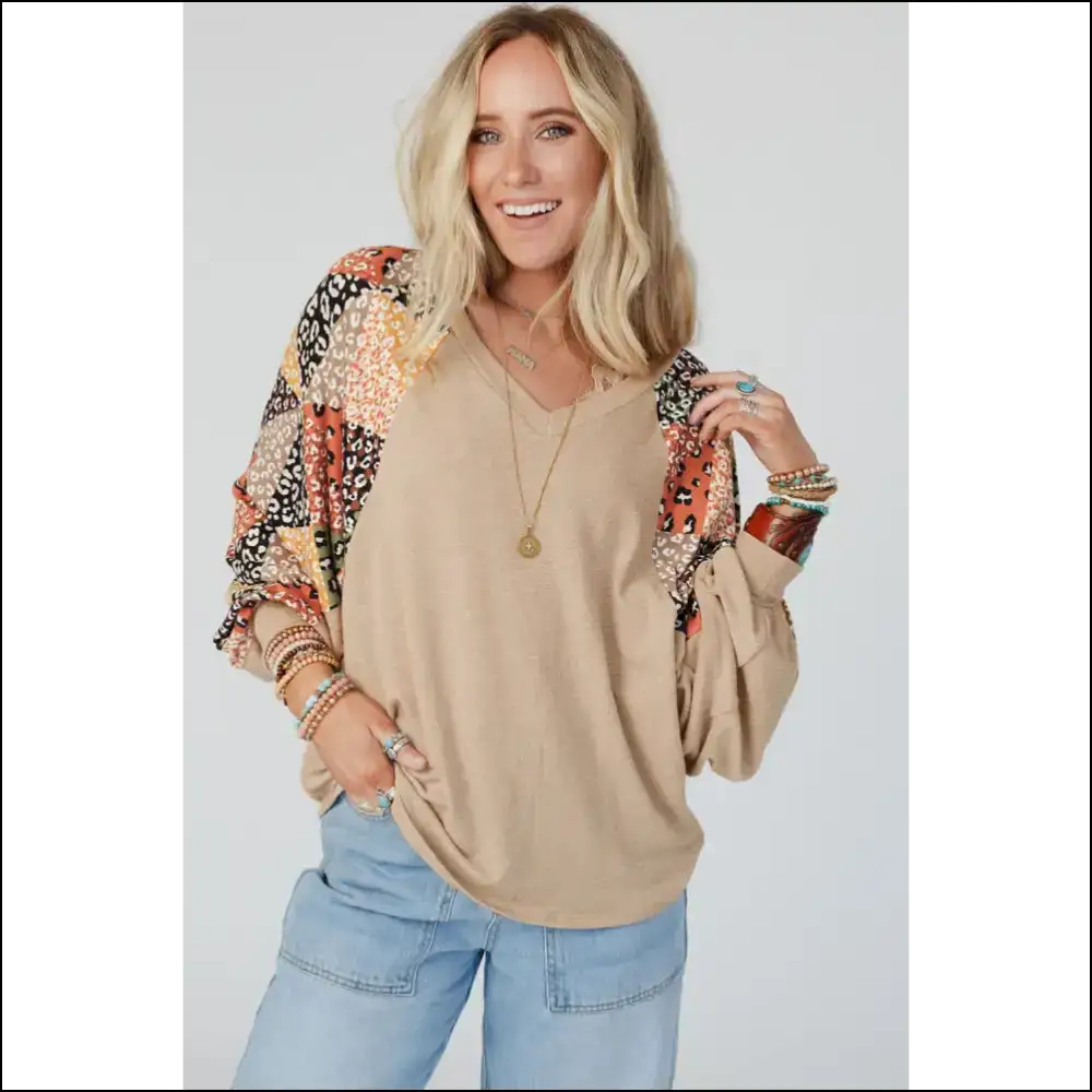 Parchment Leopard Patchwork Top: your New Bff (Cute!) 🐆 Needful Things - Blouses on Sale Worldwide Shipping