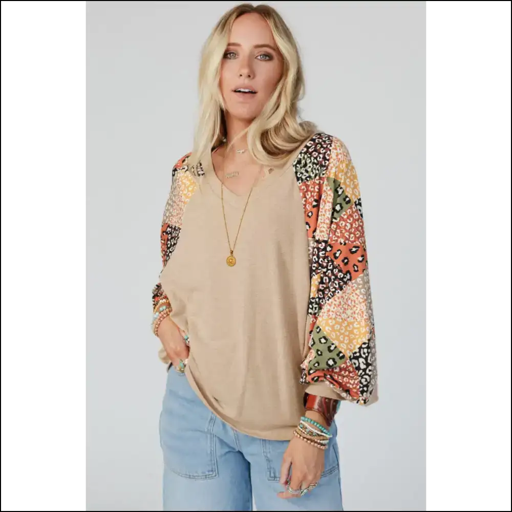 Parchment Leopard Patchwork Top: your New Bff (Cute!) 🐆 Needful Things - Blouses on Sale Worldwide Shipping