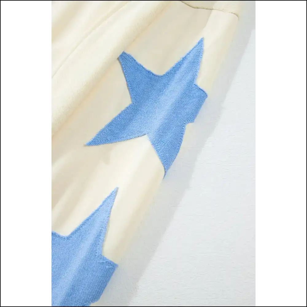 Parchment Star Patchwork Oversized Sweatshirt: Hug! ✨ Needful Things - Sweatshirts & Hoodies on Sale Worldwide Shipping