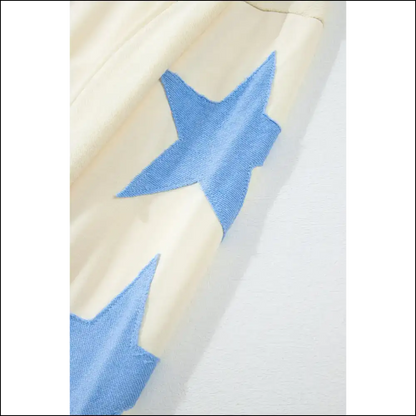 Parchment Star Patchwork Oversized Sweatshirt: Hug! ✨ Needful Things - Sweatshirts & Hoodies on Sale Worldwide Shipping