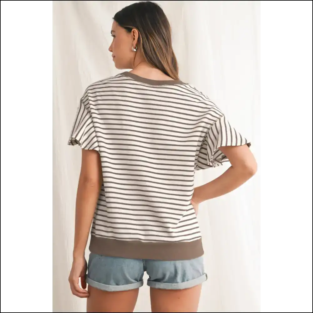 Parchment Striped Ruffle: from Zero to Goddess 💅 Needful Things - t Shirts on Sale Worldwide Shipping