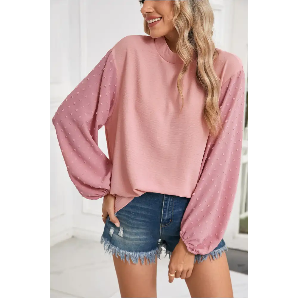 Parchment Swiss Dot: Blouse so Cute It’s Illegal 😜 - Gossamer Pink / s - Blouses on Sale Worldwide Shipping