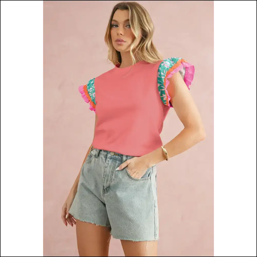 Peach Blossom Floral Sleeve Textured Blouse: Instant Upgrade! 🍑🌸 - Light Green / s - Blouses on Sale Worldwide Shipping