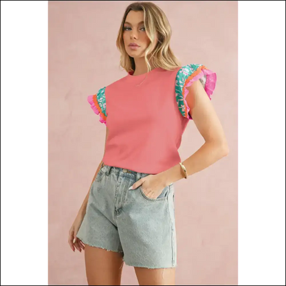 Peach Blossom Floral Sleeve Textured Blouse: Instant Upgrade! 🍑🌸 - Light Green / s - Blouses on Sale Worldwide Shipping