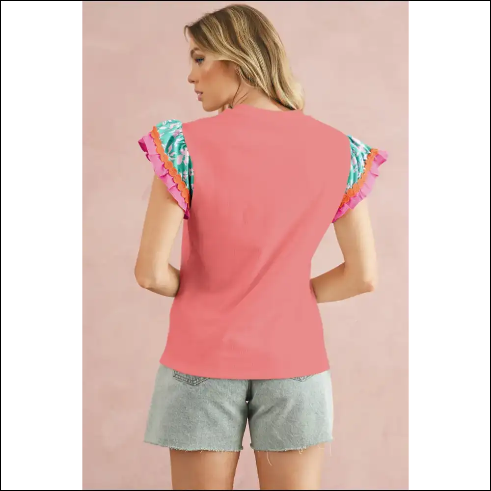 Peach Blossom Floral Sleeve Textured Blouse: Instant Upgrade! 🍑🌸 - White / s - Blouses on Sale Worldwide Shipping