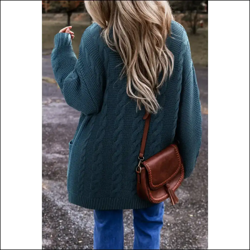 Peacock Blue Cable Knit: Baggy Fabulousness from Needful Things 💙 - Cardigans on Sale Worldwide Shipping