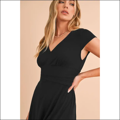 Peacock Blue Deep v Midi Dress: Dress to Impress (or at Least Slightly Amuse) 👗 Needful Things - Dresses on Sale Worldwide Shipping