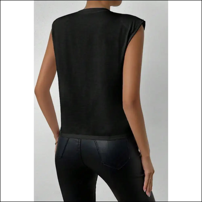 Pearl Detail Round Neck Tank - Chic Elegance - Tops on Sale Worldwide Shipping