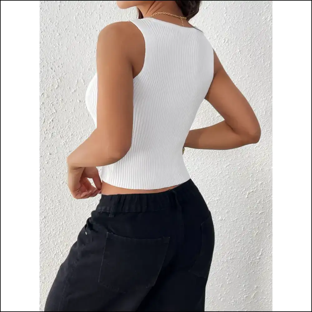 Perfee Bow Front Round Neck Tank Top - Tops on Sale Worldwide Shipping