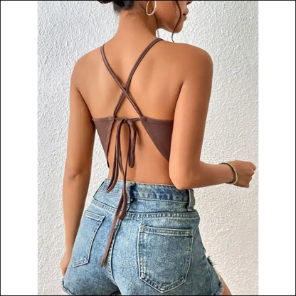 Perfee Crisscross Tie Back Slit Sleeveless Top - Tank Tops on Sale Worldwide Shipping