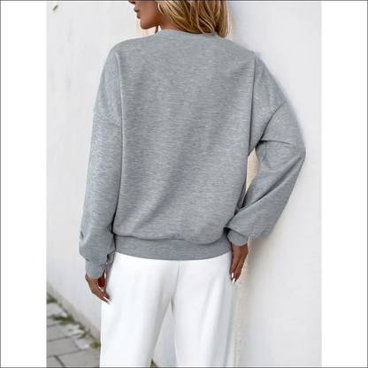 Perfee Cutout Pearl Round Neck Sweatshirt - Sweatshirts & Hoodies on Sale Worldwide Shipping