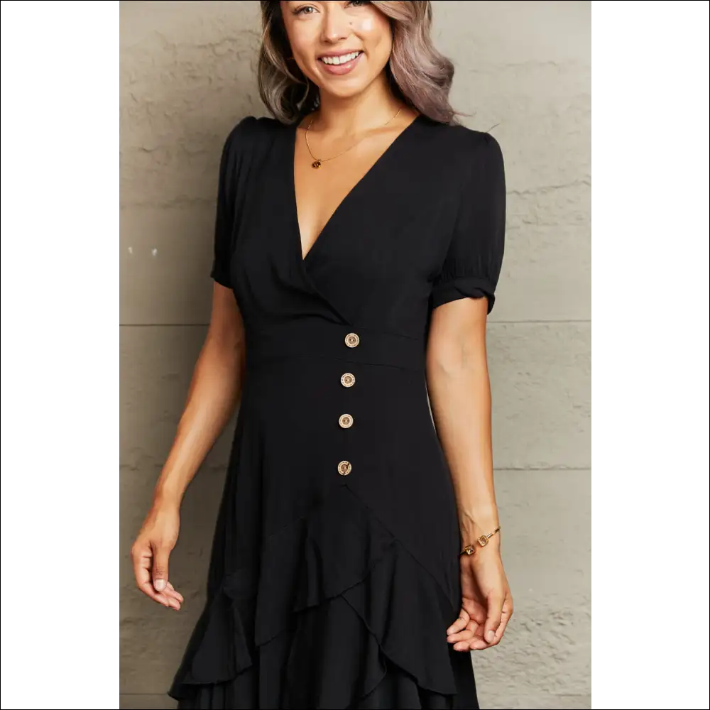 Perfee Ruffle Hem Surplice Dress - Dresses on Sale Worldwide Shipping