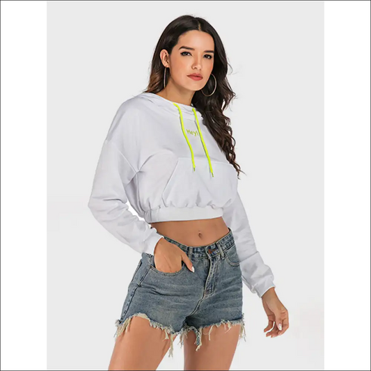 Perfee Drawstring Letter Long Sleeve Hoodie - White / s - Sweatshirts & Hoodies on Sale Worldwide Shipping