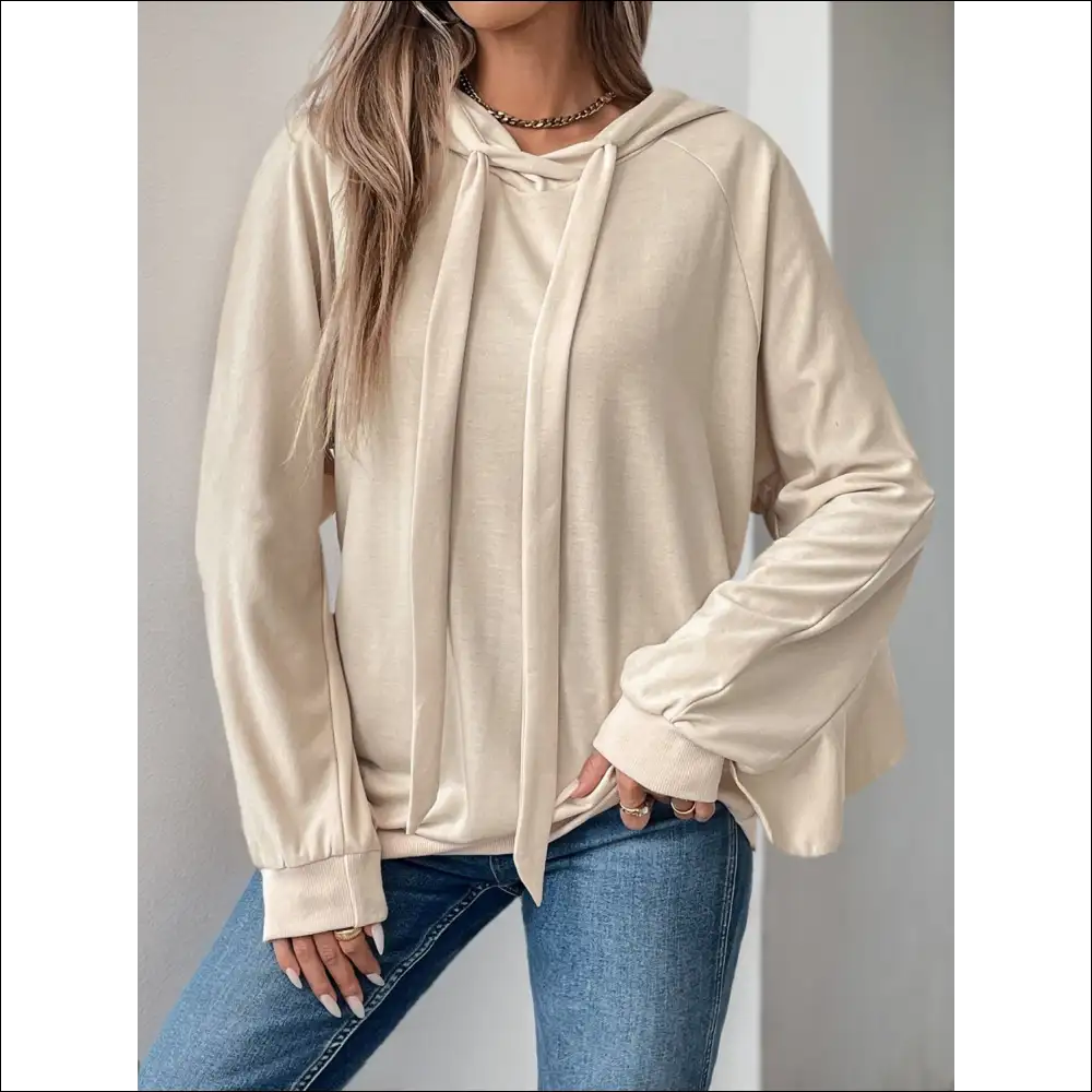 Perfee Ruffled Long Sleeve Hoodie with Drawstring - Sweatshirts & Hoodies on Sale Worldwide Shipping