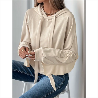 Perfee Ruffled Long Sleeve Hoodie with Drawstring - Sweatshirts & Hoodies on Sale Worldwide Shipping