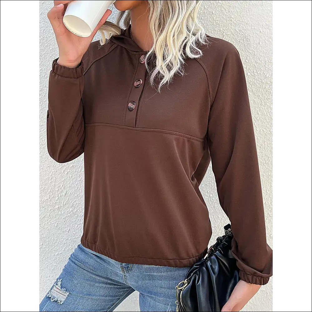Perfee Half-button Chic Hoodie - Sweatshirts & Hoodies on Sale Worldwide Shipping
