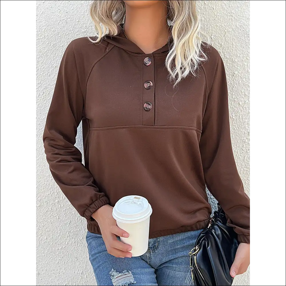 Perfee Half-button Chic Hoodie - Sweatshirts & Hoodies on Sale Worldwide Shipping