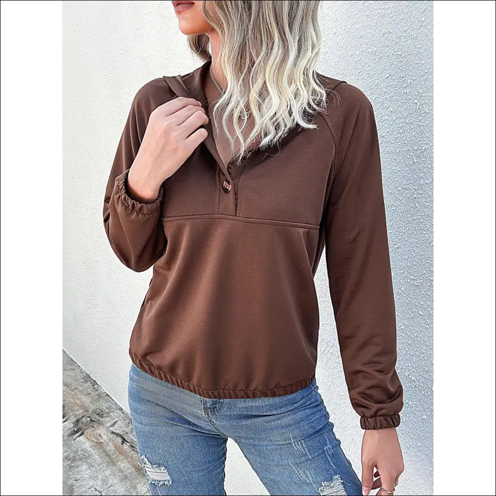 Perfee Half-button Chic Hoodie - Sweatshirts & Hoodies on Sale Worldwide Shipping