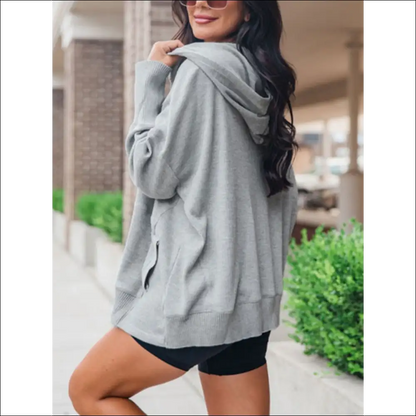 Chic Perfee Half Snap Long Sleeve Hoodie - Hoodies Sweatshirts & on Sale Worldwide Shipping