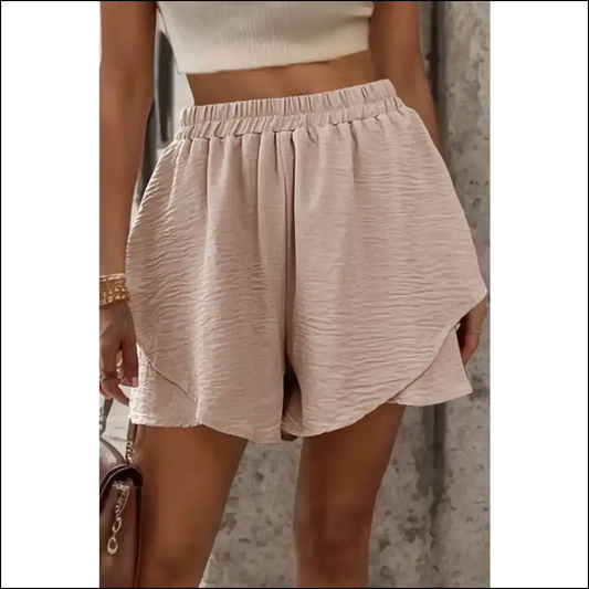 Perfee Layered Elastic Waist Shorts - Tan / m - on Sale Worldwide Shipping