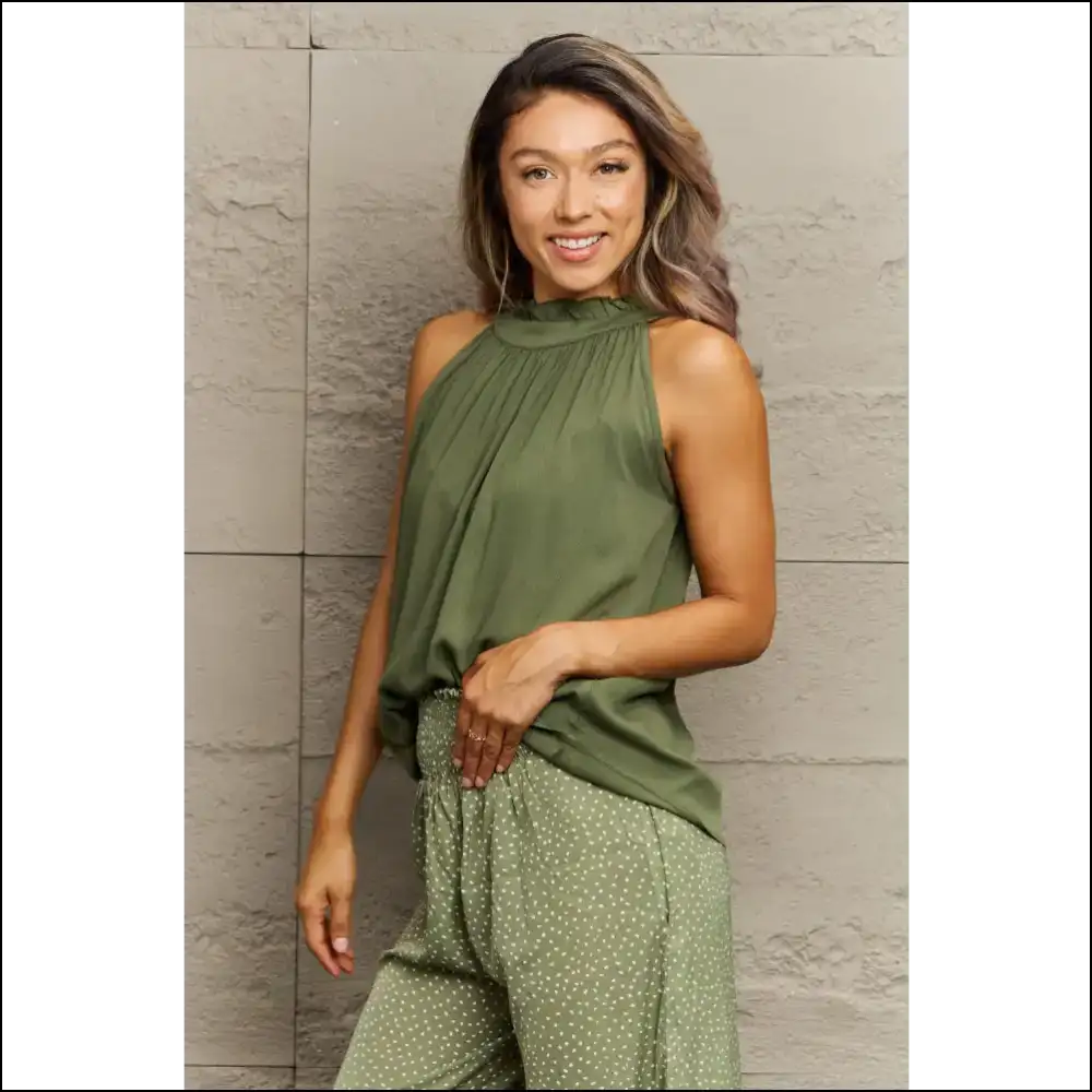 Perfee Mock Neck Tank: Look Fab Feel Like a Fashionista ?️✨ - Green / l - Tank Tops on Sale Worldwide Shipping