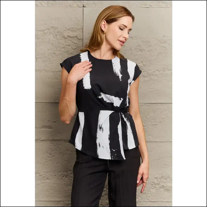 Perfee Playful Printed Round Neck Blouse - Blouses on Sale Worldwide Shipping
