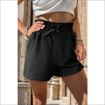 Perfee Pocketed Double Buckle High Waist Shorts - on Sale Worldwide Shipping