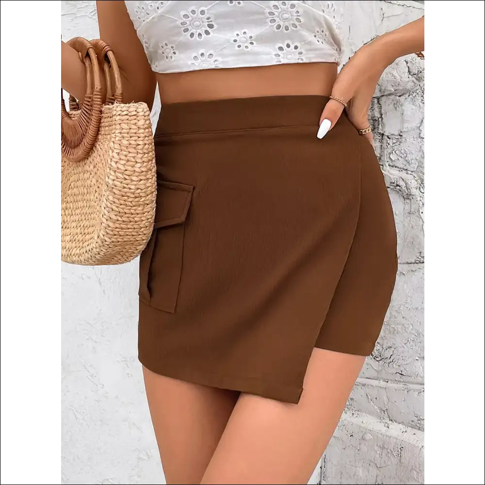 Perfee Pocketed High Waist Shorts - on Sale Worldwide Shipping