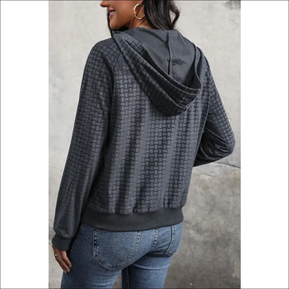 Perfee Printed Half Button Long Sleeve Hoodie - Hoodies Sweatshirts & on Sale Worldwide Shipping