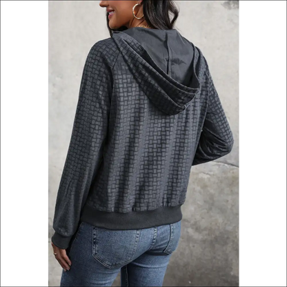 Perfee Printed Half Button Long Sleeve Hoodie - Hoodies Sweatshirts & on Sale Worldwide Shipping
