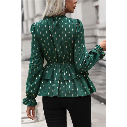 Perfee Smocked Flounce Sleeve Blouse - Blouses on Sale Worldwide Shipping