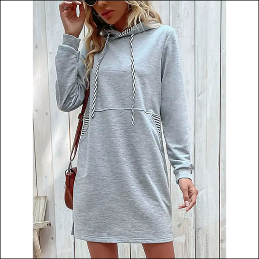 Perfee Striped Drawstring Hoodie - Light Gray / m - Hoodies Sweatshirts & on Sale Worldwide Shipping