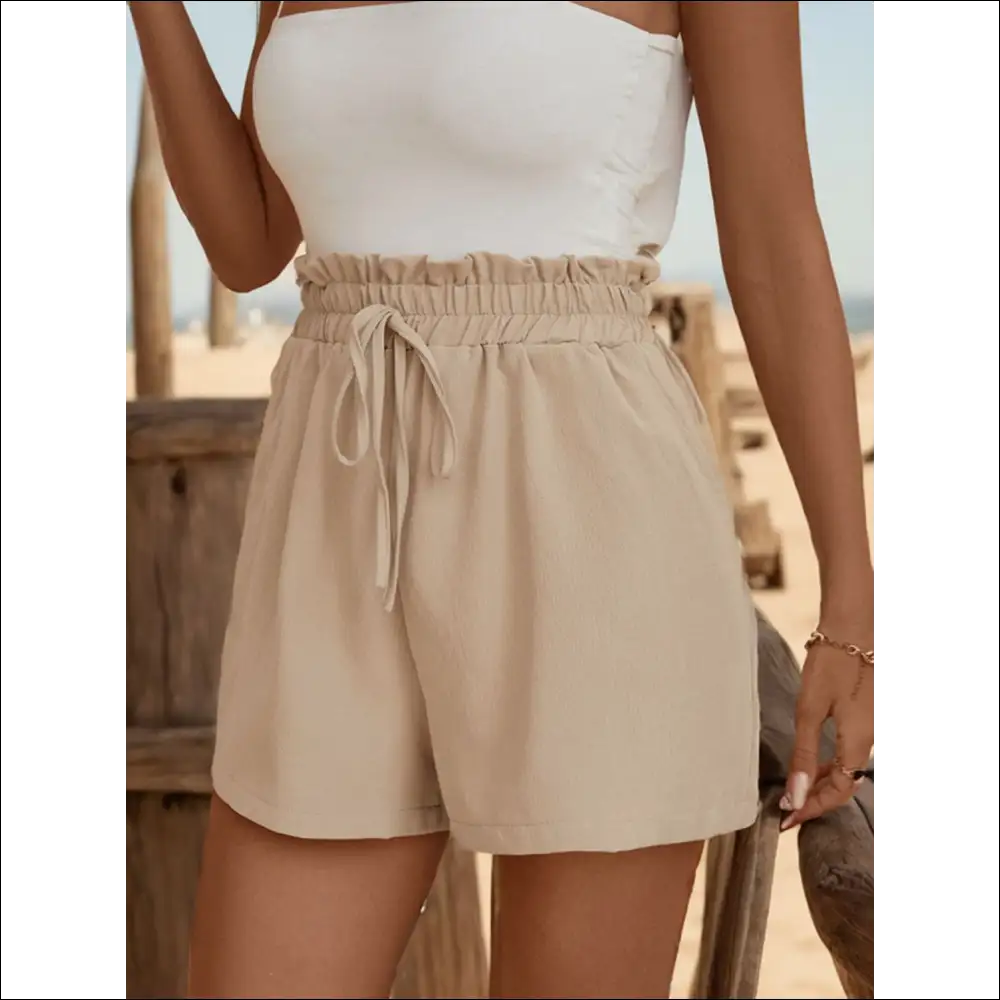 Perfee Tied Elastic Waist Shorts – Chic Comfort with Pockets! - on Sale Worldwide Shipping