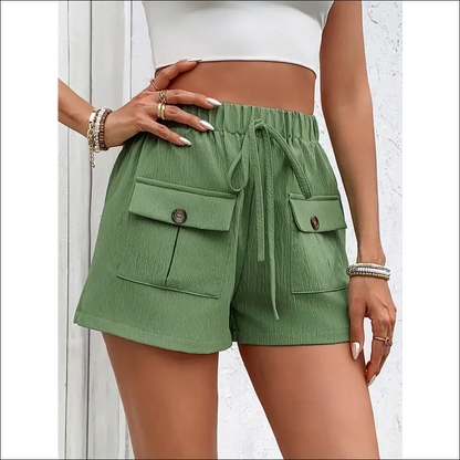 Perfee Tied Elastic Waist Shorts with Pockets - on Sale Worldwide Shipping