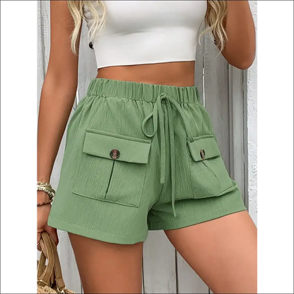 Perfee Tied Elastic Waist Shorts with Pockets - on Sale Worldwide Shipping