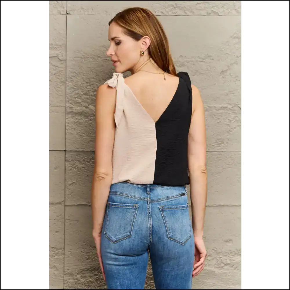 Perfee V-neck Tie Shoulder Tank Top - Tops on Sale Worldwide Shipping