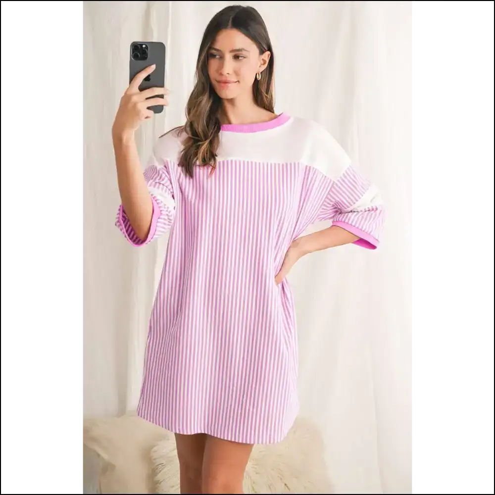 Phalaenopsis Striped Mini Dress: Cake-friendly Fashion! 🍰 Needful Things - s - Short Dresses on Sale Worldwide Shipping