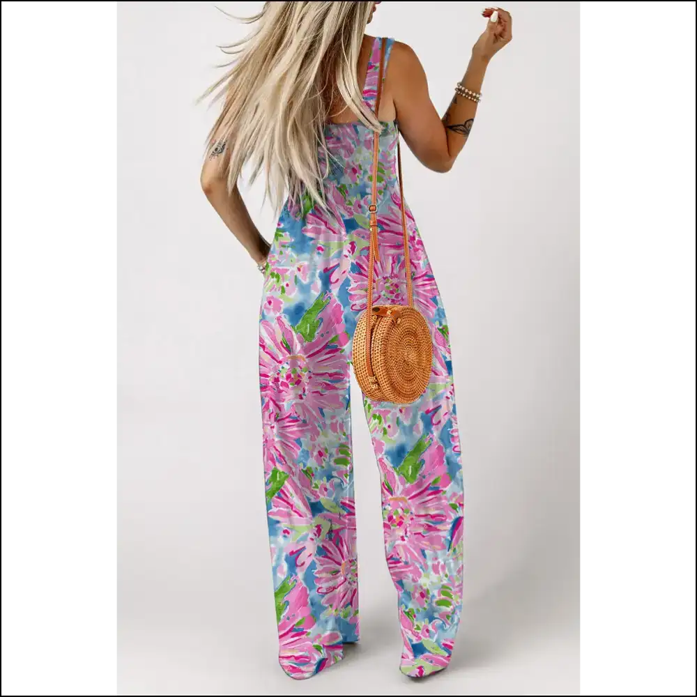 Pink Abstract Floral Smocked Jumpsuit: Bloom where You’re Planted (and Comfy)! 🌸 Needful Things - Jumpsuits & Rompers on Sale Worldwide