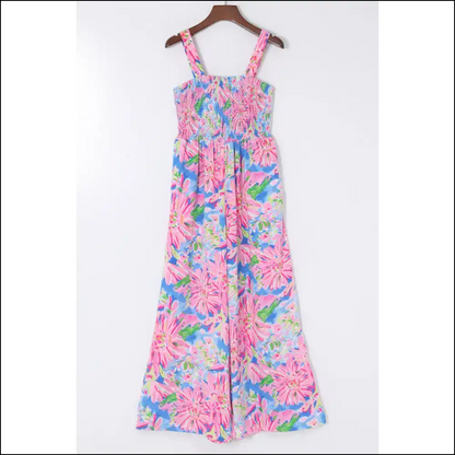 Pink Abstract Floral Smocked Jumpsuit: Bloom where You’re Planted (and Comfy)! 🌸 Needful Things - s - Jumpsuits & Rompers on Sale Worldwide
