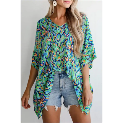 Pink Abstract Print Blouse your Closet’s New Best Friend - Green / s - Blouses on Sale Worldwide Shipping