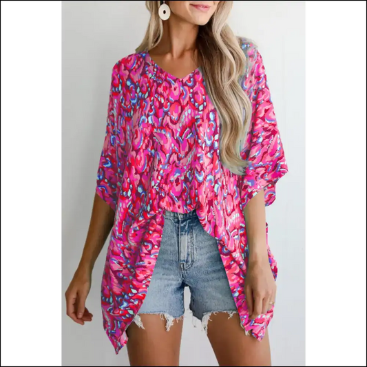 Pink Abstract Print Blouse your Closet’s New Best Friend - s - Blouses on Sale Worldwide Shipping