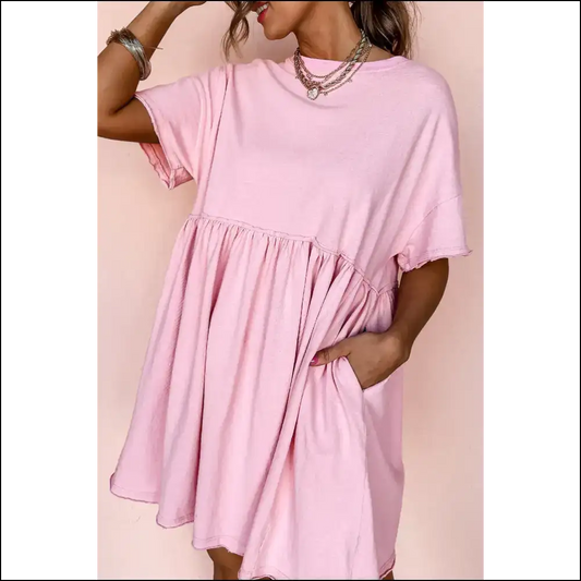 Pink Babydoll Dress: Raw Edge Goddess Vibes 💅 Needful Things - Light / s - Short Dresses on Sale Worldwide Shipping